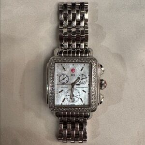 Michele Silver Deco Day Watch with Diamonds